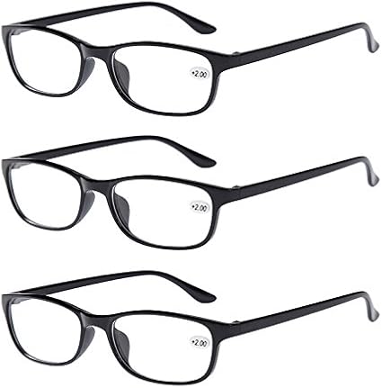 Amazon Com 3 Pairs Black Classic Bifocal Reading Glasses 1 00