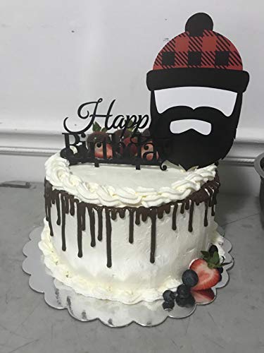 Happy Birthday Cake Topper Black Monogram Party Decorations Banner Letters Flags for 1st one 16th 18 21 30 40 60 90 Birthday Celebration 100
