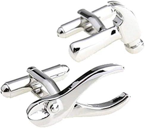 korpikus® Work Tools ' Hammer & Pliers ' Shiny Silver Colour Stainless Steel Cufflinks In Free Designer Gift Bag