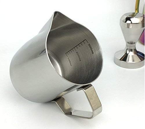 Milk Frothing Pitcher with Scale, Meer Milk Frother, Milk Cup Milk Jug, Thick Stainless Steel, Fancy Coffee Pitcher, Latte Art, Coffee Tool and Accessory for Barista ,Coffee Maker and Lover, 12 fl.oz. (350ml)