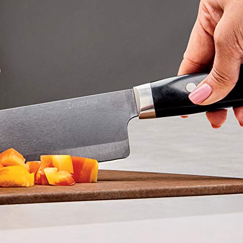 Kyocera Advanced Ceramic LTD Series Nakiri Knife with Handcrafted Pakka Wood Handle, 6-Inch, Black Blade - Thumbnail 6