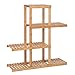 SONGMICS Bamboo Wood Plant Stand Shelf Flower Pots Holder Display Rack Utility Shelving Unit Storage Rack for Living Room Balcony Hallway Bathroom Natural BCB91N
