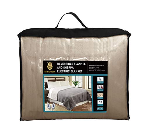 image for MARQUESS Electric Blanket Microplush Sherpa and Reversible Flannel Was