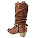 Refresh AD44 Women's Western Cowgirl Pull On Block Heel Slouchy Mid Calf Boots
