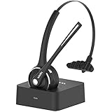 Trucker Bluetooth Headset,Willful Wireless Headset with Microphone,Charging Station,Noise Cancelling Hands Free Phone Headset for Truck Driver Call Center Office PC Skype