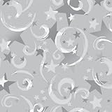 Spinning Silver Stars Metallic Wrap Roll 24 Inch X 15 Feet - Holiday Wrapping Paper