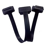 Diageng Ultra Low Profile Left or Right Angle OBDII Y Splitter Cable 30cm/12