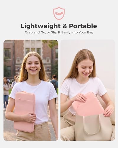 ProCase Funda para MacBook Neo 13 Pulgadas 2026 (A3404 A18 Pro), Bolsa Resistente con Forro Suave y Bolsillo Delantero para Lápiz y Cargador - Rosado