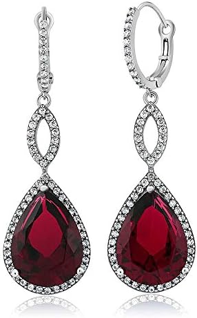 Gem Stone King 20.00カラット 合成ルビー ピアス レディース シルバー925