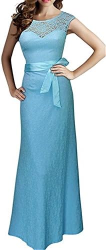 ainrving Women's Sleeveless Lace Bodycon Maxi Party Clubwear Bridesmaid Dress Light BlueXX-Large