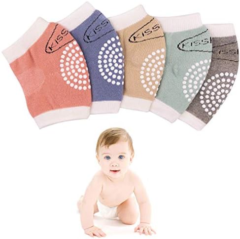 Baby Crawling Anti-Slip Kneepad Unisex Baby Toddlers Kneepads Leg Warmers 5 Pairs,Infant Kneepads Knee Elbow Pads Crawling Safety Protector Breathable Adjustable Elastic