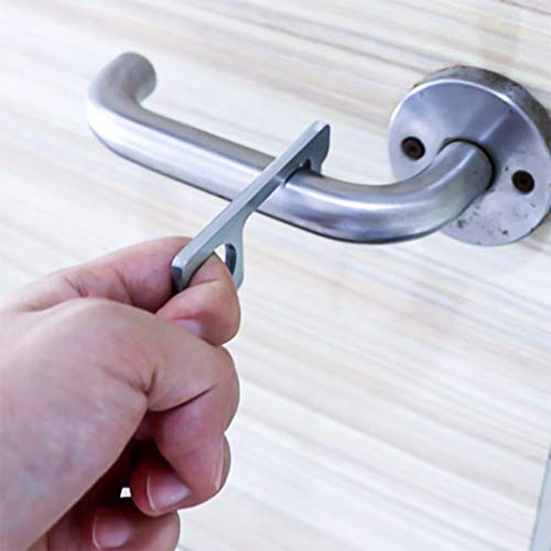 PHYLES Ouvre-porte sans contact de sécurité, en laiton et nickelé, outil à main sans contact, facile à transporter, outil pour poignée de porte publique en plein air avec écran tactile - 2 pièces