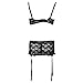 iiniim Women Lingerie Babydoll Bra G-string Mini Skirt Outfit 3pc Teddy Set Black M