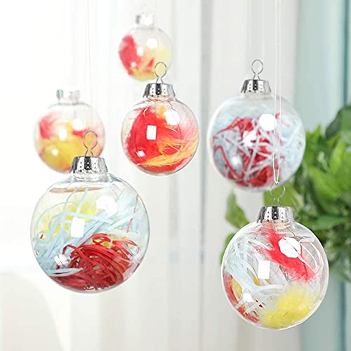 20 Pcs Clear Plastic Fillable Ornament Balls, Removable Top Clear