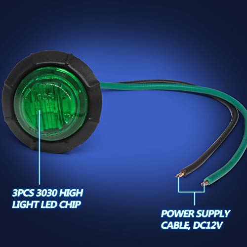 Green LED Marker Lights 10V30V, 3/4" HGV Trucks British Trucking