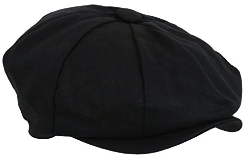 Men's Newsboy Linen Applejack Gatsby Collection Ivy Hats - Black