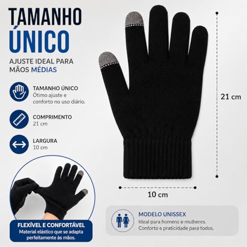 Luva Inverno Touch Screen Frio Mexe Celular Tablet Quentinha