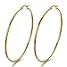 Pair Stainless Steel Large Plain Circle Huggie Hinged Hoop Earrings for Women Gold Color