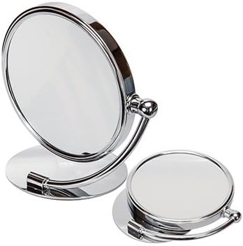 Harry D Koenig Round Double Sided Vanity Folding Stand Mirror Chrome 7x Magnified