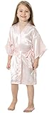 JOYTTON Kids' Satin Rayon Kimono Robe Bathrobe Nightgown (4,Pink)