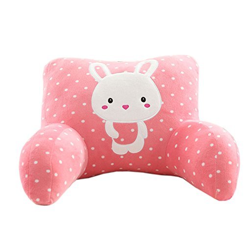 Mlotus Pink Rabbit Backrest Pillow Lounger Cute Kids Bed Rest Pillows with Arms for Reading in Bed