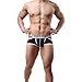 2 Pack Men Boxer Briefs Shorts Hollow Cut Out Trunks Underwear 863 (Medium, white/black)