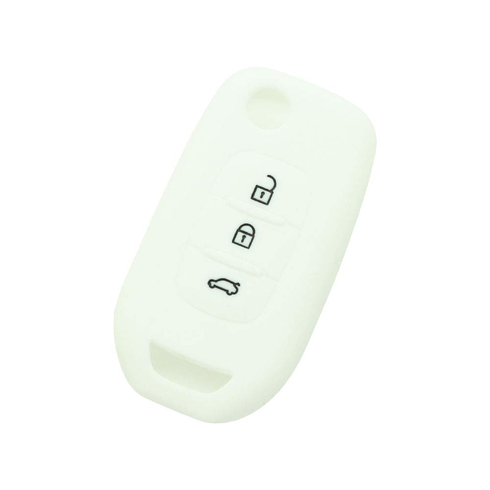 BROVACS Silicone Cover Protector Case Holder Skin Jacket Compatible with RENAULT 3 Button Flip Remote Key Fob CV9354 White