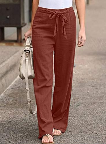 BLENCOT Women's Fashion Solid Color Drawstring Elastic Waist Pants Casual Trousers with Pockets 2 BLENCOT Women's Fashion Solid Color Drawstring Elastic Waist Pants Casual Trousers with Pockets