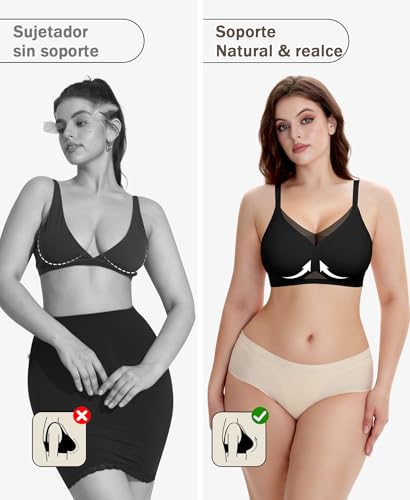 Ganado Women's Wireless Bra Lace Padded Comfort Seamless Push up Bralette