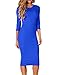 ICONOFLASH Women's 3/4 Sleeves Bodycon Midi Dress (Royal Blue, Small)
