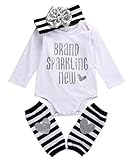 Baby Girls 3Pcs Outfit,Brand Sparking New Bodysuit,Leg Warmers and Headband (100(12-18M), White)