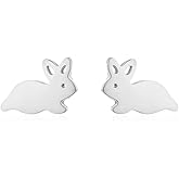 Cute Small Rabbit Stud Earrings for Women Gold Plated Stainless Steel Hypoallergenic Tiny Dainty Animal Cartilage Tragus Minimalist Polished Christmas Easter Jewelry