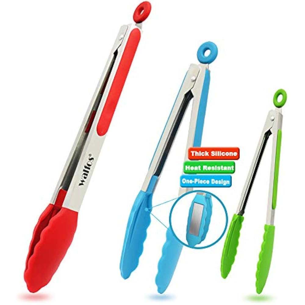 Heat Resistant Cooking Tongs With Silicone Tip, Premium Sturdy 12inch