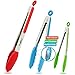 Walfos Heat Resistant Cooking Tongs with Silicone Tip, Premium Sturdy 12-inch ，9-inch and 7-inch Thick Stainless-Steel Locking Kitchen Tongs for Cooking, Barbecue, Salad, Grilling, Frying, Set of 3