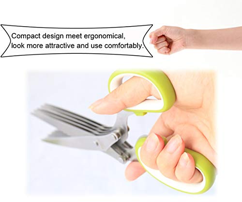 Stainless Steel scissors &Multipurpose 5 Blade Kitchen Cutting Shear with Safety Cove and Cleaning Comb - Thumbnail 4