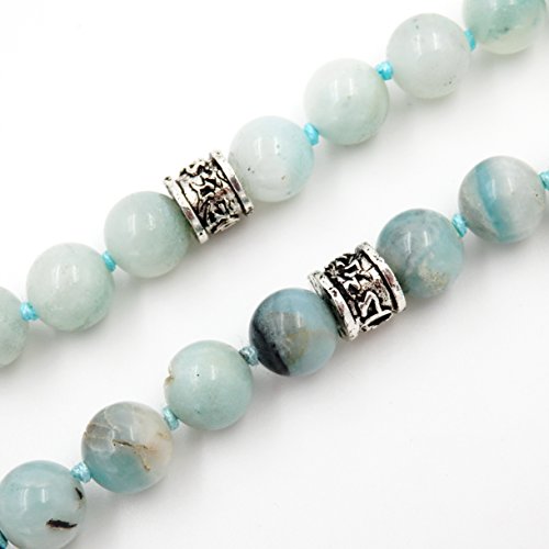 Gemstone Mala Beads Necklace, Mala Bracelet, Buddha necklace, Hand Knotted Mala (amazonite)