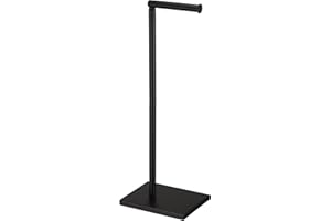 Free Standing Bathroom Toilet Paper Holder Stand with Reserve, Stainless Steel Pedestal Tissue Roll Holder, Black DECLUTTR