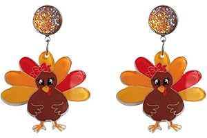 ROSTIVO Thanksgiving Earrings for Women Cute Lightweight Acrylic Turkey Earrings