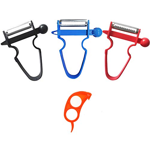 ComfoBee BPA FREE Vegetable Peelers - Julienne, Shred, Slice Fruit Vegetable Kitchen Starter Kit for Mom - Peel Anything In Seconds (Set of 3 + Orange Peeler)