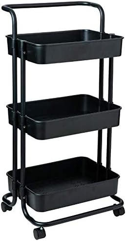 Amazon キッチンワゴン キャスター付き バスケットラック トローリー 3段 キッチン収納カート メッシュ 幅42 5 奥行36 高さ87cm 移動式 組立簡単 おしゃれ 隙間収納 台所 整理棚 食品 缶詰 ブラック キッチンワゴン 収納カート オンライン通販