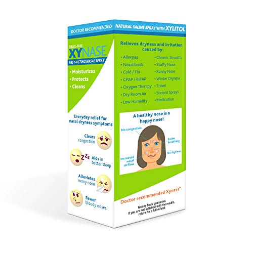 Xynase® Natural Saline Nasal Spray with Xylitol (0.75 fl oz) - Gentle Relief for Congestion, Allergies, and Sinus Pressure, Safe for All Ages