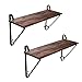 VASAGLE Industrial Floating Shelves, Hanging Shelves Wall Mounted, Decor Shelves Set of 2, Wood Look Accent Furniture Metal Frame Living Room Bathroom Bedroom Kitchen Office ULCR01BX, Rustic Brown