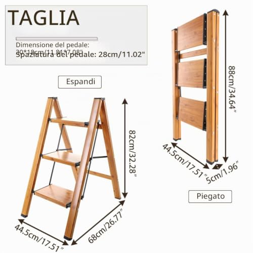 Baoyouni - 3 Step Ladder Aluminum Lightweight Folding Portable Steps with Non-Slip Steps and Wide Platforms, 150kg Capacity (330Lbs) for Kitchen, Garden, Home, Office - Black+
