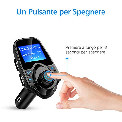 Mpow Trasmettitore FM Bluetooth, FM Trasmettitore per Auto Radio Adattatori Vivavoce Car Kit per Scheda TF, USB Port, Micro SD Card, U Disk, Cellulari, Tablet Portatile, Altri Dispositivi Bluetooth