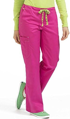Med Couture Mc2 Women's Layla Drawstring Cargo Scrub Pant Medium Petite Pink-A-Licious