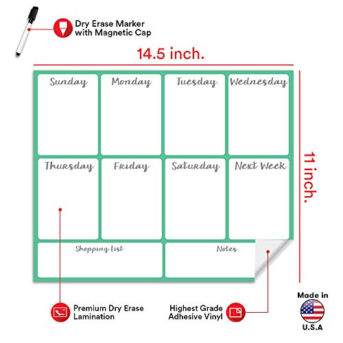 image for Lushleaf Designs Dry Erase Meal Planner Calendar - 16