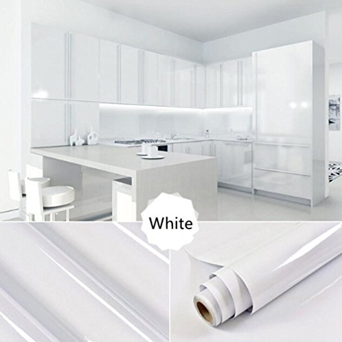 YJYdada 13 Kind Color Shiny Furniture Refurbished Stickers Pvc Removable Wallpaper Decor 100X40cm (White)