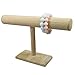 Ikee Design Wooden Linen Covered T-bar Jewelry Display Stand, Bracelet Bangle Watch Display Holder Stand, 12