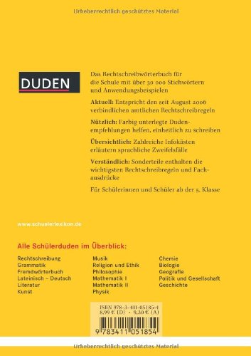 Duden Schulerduden Rechtschreibung Und Wortkunde Kartoniert Das Rechtschreibworterbuch Fur Die Sekundarstufe I Amazon De Dudenredaktion Bucher
