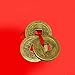 Aaradhi Chinese Feng Shui Antique Fortune I-Ching Coin Ornaments for Good Luck, Success & Prosperity/Ancient Tibetan Buddhist Wealth Charm Amulet Coins w/Hole & Red Knot – Brown, Set of 3